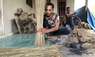 Juragan Pureh di Pirak Timu, Usaha dari Pelepah Sawit dan Kelapa yang Terus Berkembang