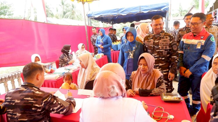 PHE NSO & Lanal Lhokseumawe Gelar Bakti Sosial di Pesisir Aceh Utara