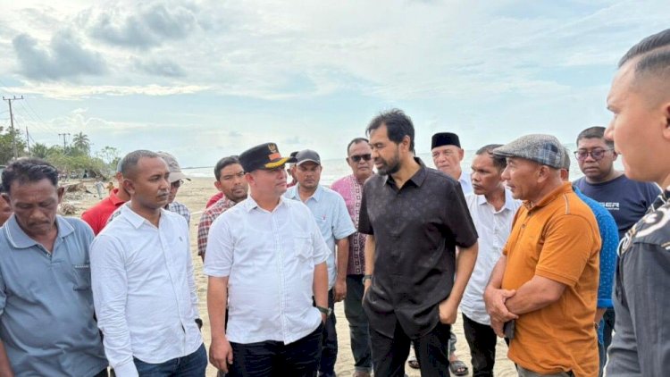 ‎Gubernur Aceh dan Bupati Aceh Utara Tinjau Abrasi di Lhok Pu’uk, Langkah Penanganan Segera Disiapkan
